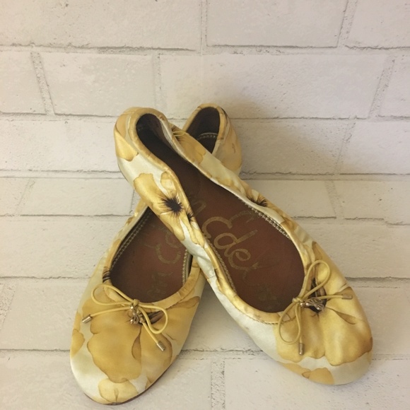 Sam Edelman Shoes - Sam Edelman Flats Yellow Odetta Satin Floral Print
